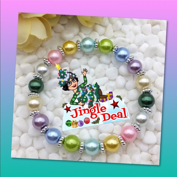 💐NEW MultiColor 8mm Glass Pearl/Silv Brac - Picture 3 of 3